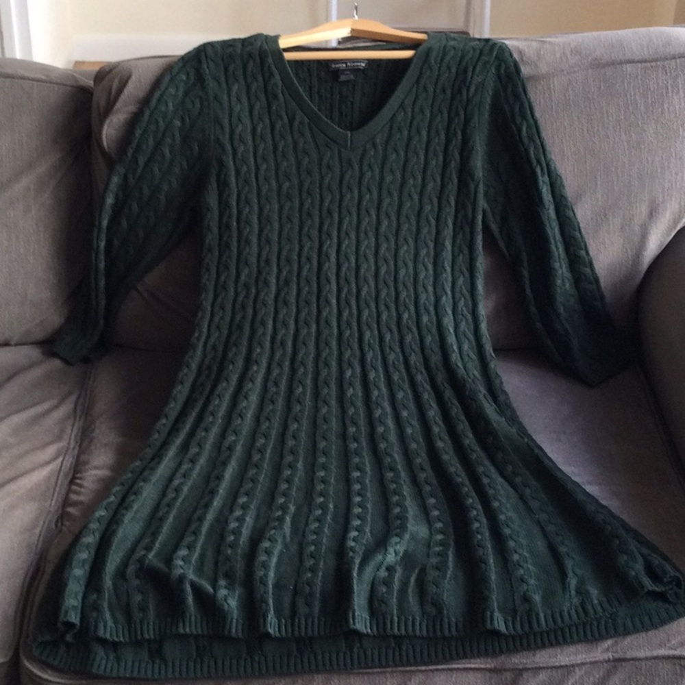 Green Cable Knit Sweater Dress
